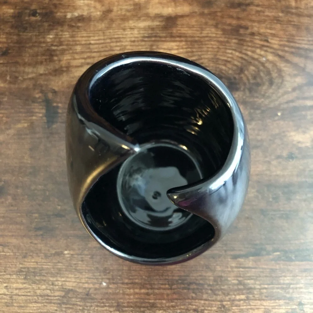 Vintage Frankoma Elegant Reflective Black Ceramic Vase
